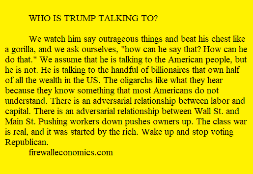 Trump is not talking to Main St. He is talking to Wall St.